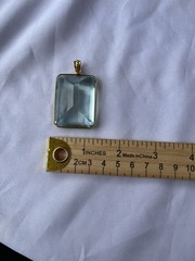 Vtg Faux Aqua Marine Glass Extra Large Pendant