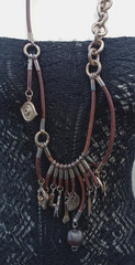 UNOde50 Rare Boho Leather Charm Necklace Statement Talismans Spiritual Unisex