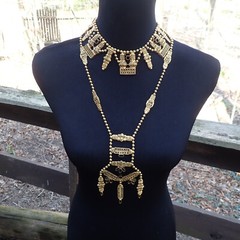 Book Juliana D&E for KJL Cast Urn Parure Bib Necklace Bracelet Egyptian Set
