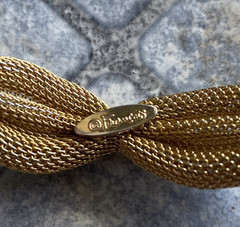Vintage FRANCOIS Signed Gold Tone Mesh Bangle Bracelet