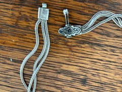 Vintage STERLING SILVER NIELLO TURKISH FOXTAIL PENDANT NECKLACE 925 40.8 GRAMS