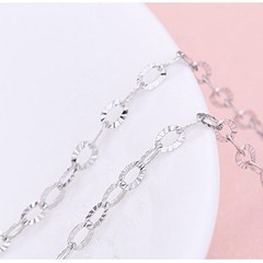 1PC Solid Silver Vermeil Flat Link 2.5mm Wide Chain Necklace Gold/Silver FESV36