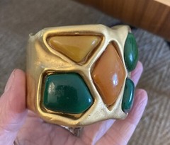 VINTAGE LANVIN PARIS RESIN EMBELLISHED STATEMENT BRACELET