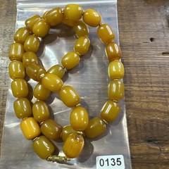 Vintage Barrel Shaped Butterscotch Bakelite Beaded Necklace 24” barrel clasp