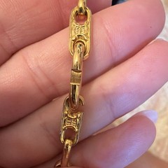 Vintage Celine Paris Heavy Gold Tone Triomphe Blazon Open Link Chain Necklace