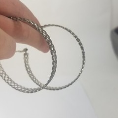 Silver Tone Filigree Cuff Hoop Earrings Pierced Large