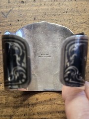 VINTAGE SIAM STERLING SILVER NIELLO WIDE CUFF BRACELET THAI DANCERS 47.95G