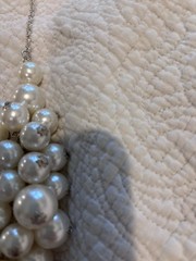 Chunky Faux Pearl Cluster Necklace 21″ Jane Stone Silver Tone Vintage