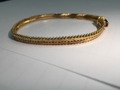 Vintage Milor Italy Bracelet 925 Silver Gold-Plated 7.5″ Chevron V-Link, 13gGram