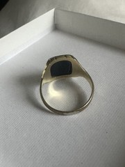 Vintage French Jeweler Astron Charnier Bloodstone Rolled Gold Ring Signed
