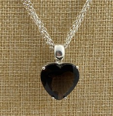David Sigal Sterling S. Smoky Quartz Heart Leopard Print Toggle Clasp Necklace