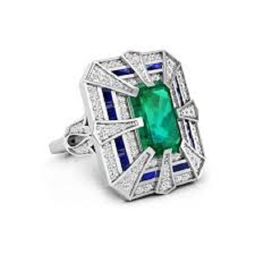 1Ct Green Emerald Cut Engagement Wedding Ring In Solid 925 Sterling Silver