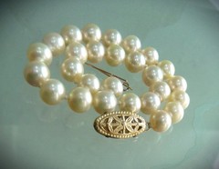 GORGEOUS MIKIMOTO BLUE LAGOON BL 14K 585 CULTURED OCEAN AKOYA PEARL BRACELET!
