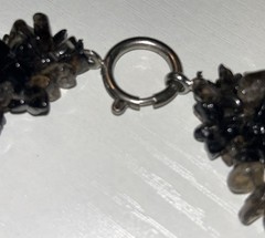 Vintage Smoky Quartz Chip Necklace 1” Wide Statement 17” 1970s 120g Boho Collar