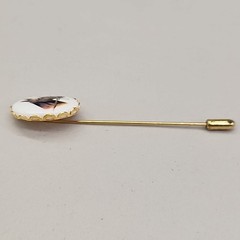 Vintage Horse Stick Pin Oval Acrylic Gold Tone 21mm