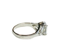 Oval 10mm Cubic Zirconia Solitaire Ring Sz 7 Silver Tone Filigree Engagement EUC