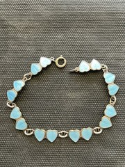 antique Norway sterling silver double heart bracelet 925 Enamel