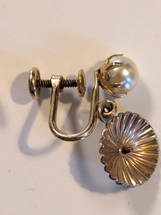 Vintage Signed JMS 1/20 12kt Gold Filled Pearl Dangle Screw Back Earrings