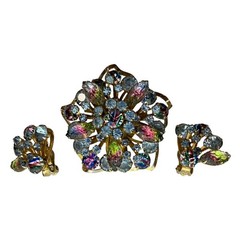 VTG 50s Juliana Watermelon Rhinestone Brooch Set