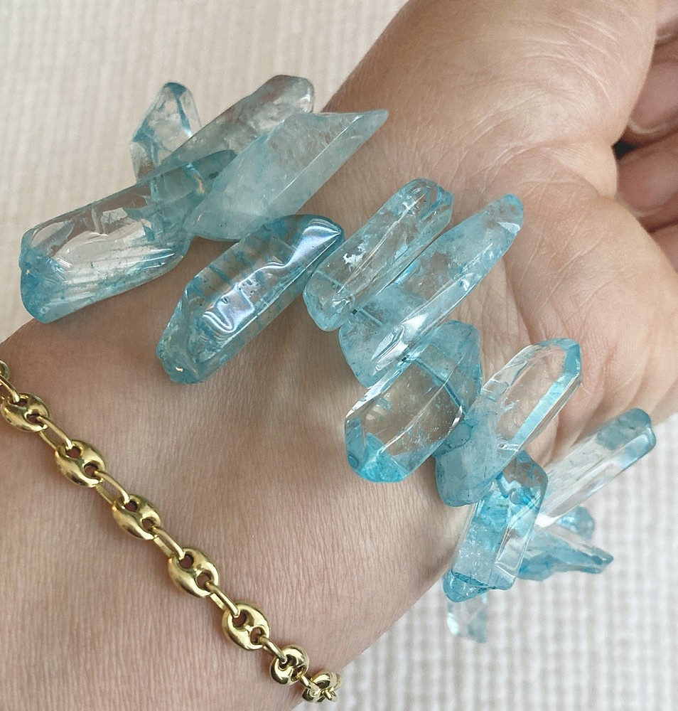 druzy quartz blue chunky bracelet 8.5 in