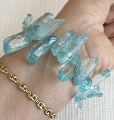 druzy quartz blue chunky bracelet 8.5 in