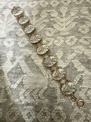 Vintage Lavender Rose Bracelet Yellow Gold Filled 7.25 Inches