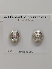 Vintage Alfred Dunner Crystal Clip-On Earrings Silver Tone Nickel Free USA