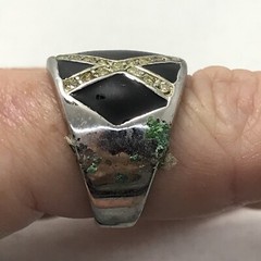 Vintage 18K HGE Plated Enamel & Crystals Unique Bold X Look Ring varied sizes
