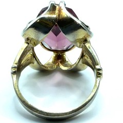 Vintage Joseph Esposito (ESPO) 18K HGE Amethyst Glass Fashion Ring – Size 7