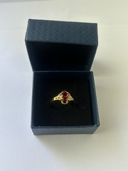 Vintage Red Cubic Zirconia Ring Gold Plated Womens Size 9.5