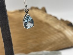 Nice Natural Blue Topaz teardrop Sterling Silver Hook Dangle Earrings–896.24