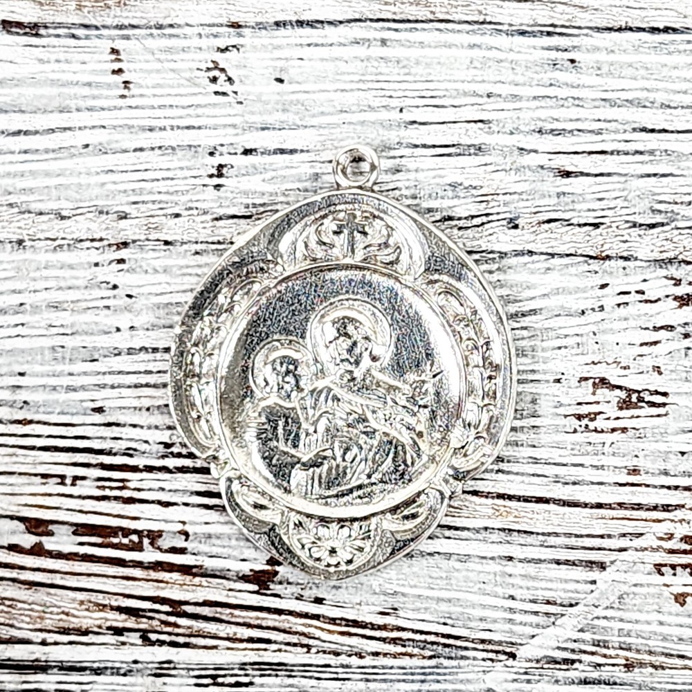 VINTAGE ST JOSEPH RELIGIOUS STERLING SILVER 925 MEDAL PENDANT PRAY LOVE RETRO
