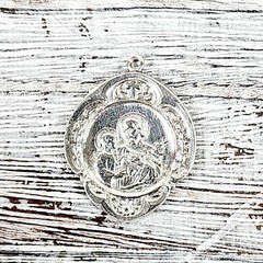 VINTAGE ST JOSEPH RELIGIOUS STERLING SILVER 925 MEDAL PENDANT PRAY LOVE RETRO