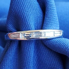 Original EARTH MINED DIAMOND slim Wedding BAND Antique PLATINUM Stacking RING