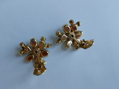 Weiss Aurora Borealis Earrings Prong Set Crystal Vintage Clip On Pair