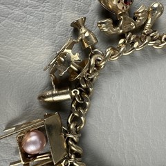 Vintage Charm Bracelet Windmill Well Cart Gold Tone Dutch Theme 7.5″