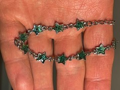 Vintage Multi-Color Abalone Star Silver Tone Bracelet 7″