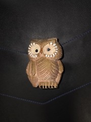 Owl Brooch Pin Gold Tone with White Eyes, Unisex Adults, Animals & Insects