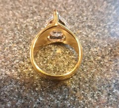 Rare & vintage! unbranded Sterling 925 Gold Wash 15mm Teardrop CZ Ring size 6