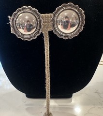 Vintage Sterling SW Style Circular Clip On Earrings/Bold/Drama/Everyday/1.25”