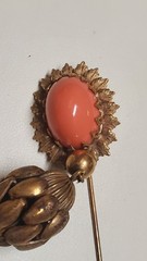 Vintage Hobe faux coral gold tone stick pin