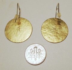 HERVE VAN DER STRAETEN 24K Gold Plated MODERNIST DISK EARRINGS Hand Made