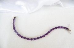 Vintage Sterling Silver 925 Heated African Amethyst Tennis Bracelet 7.5″