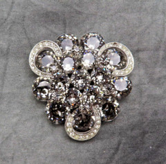 Weiss Rhinestone Brooch Vintage Pin Smoky Clear Faceted Crystal 1.75 inch 110h