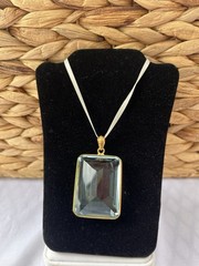 Vtg Faux Aqua Marine Glass Extra Large Pendant