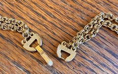 VTG CROWN TRIFARI DOUBLE CHAIN ETRUSCAN REVIVAL LARIAT WITH 4 DANGLES NECKLACE