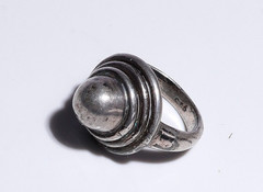 Vtg Chunky domed sterling silver ring in Danish Modernist style. Size: 6.25