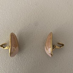 2 Tone Shiny Pink & Gold Tone Clip Oval Earrings