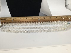 Vintage AB Crystal 2 Strand Long Necklace Push In Clasp