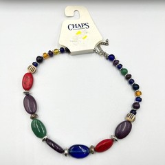 Vintage Chaps Multi-Color Bead Statement Necklace Silver Tone Boho Fashion Retro